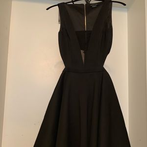 Marciano black fit & flare midi party dress
